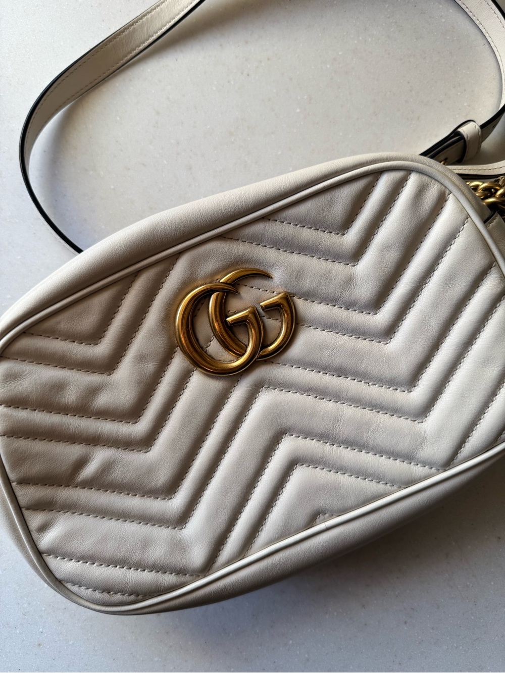 Gucci Cream GG Marmont crossbody bag